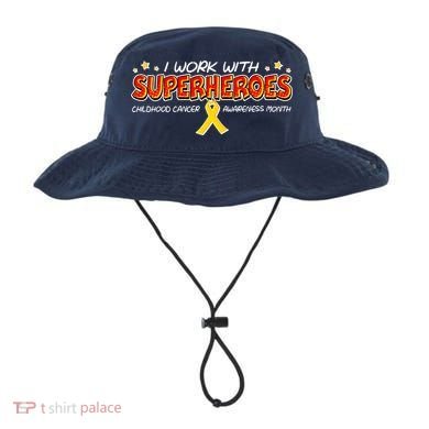 Childhood Cancer I Work With Superheroes Bucket Hat