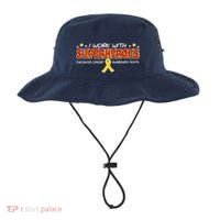 Childhood Cancer I Work With Superheroes Bucket Hat thumb 0