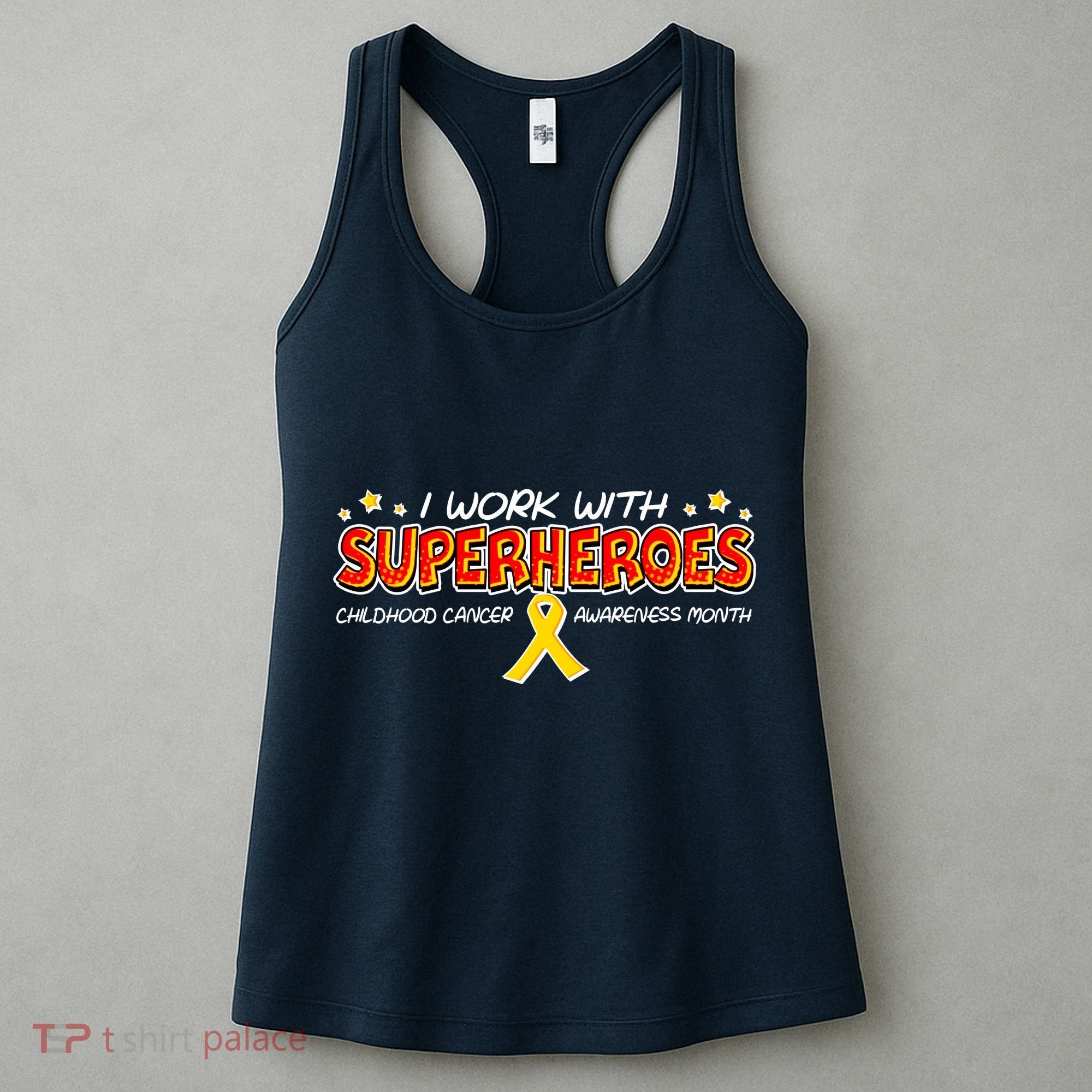 Childhood Cancer I Work With Superheroes Women's Tank Top