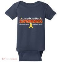 Childhood Cancer I Work With Superheroes Baby Bodysuit thumb 0
