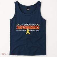 Childhood Cancer I Work With Superheroes Tank Top thumb 2
