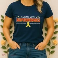Childhood Cancer I Work With Superheroes Women's T-Shirt thumb 2