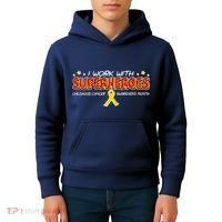 Childhood Cancer I Work With Superheroes Kids Hoodie thumb 4