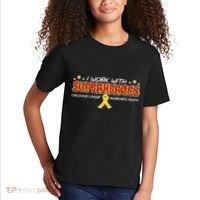 Childhood Cancer I Work With Superheroes Kids T-Shirt thumb 2