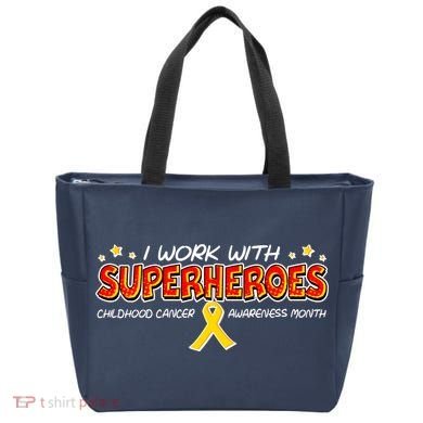 Childhood Cancer I Work With Superheroes Tote Bag