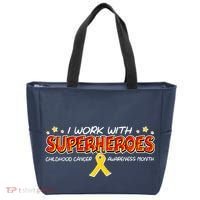 Childhood Cancer I Work With Superheroes Tote Bag thumb 0