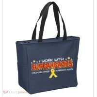 Childhood Cancer I Work With Superheroes Tote Bag thumb 2