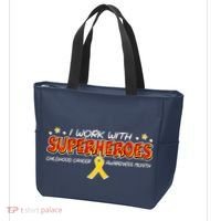 Childhood Cancer I Work With Superheroes Tote Bag thumb 3