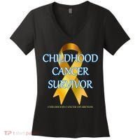 Childhood Cancer Survivor Women's V-Neck T-Shirt thumb 0