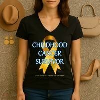 Childhood Cancer Survivor Women's V-Neck T-Shirt thumb 3