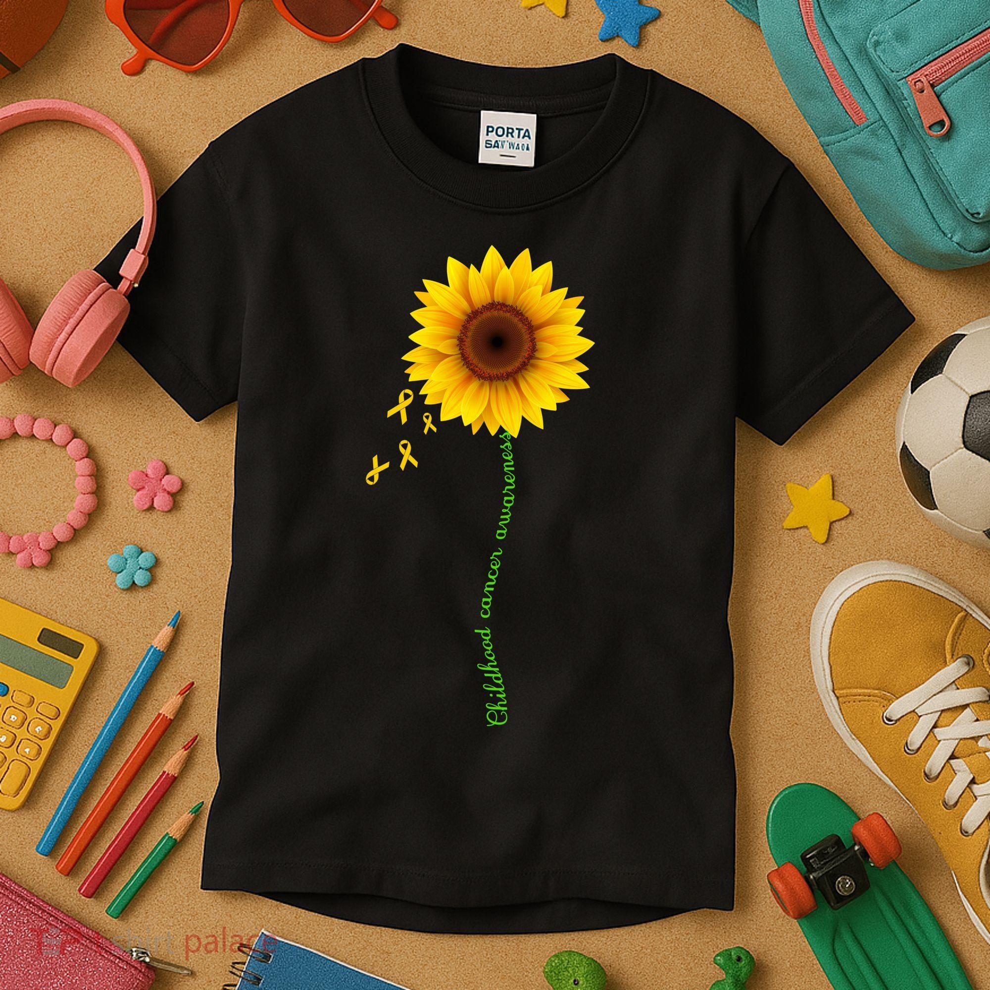 Children's Cancer Awareness Sunflower Kids T-Shirt