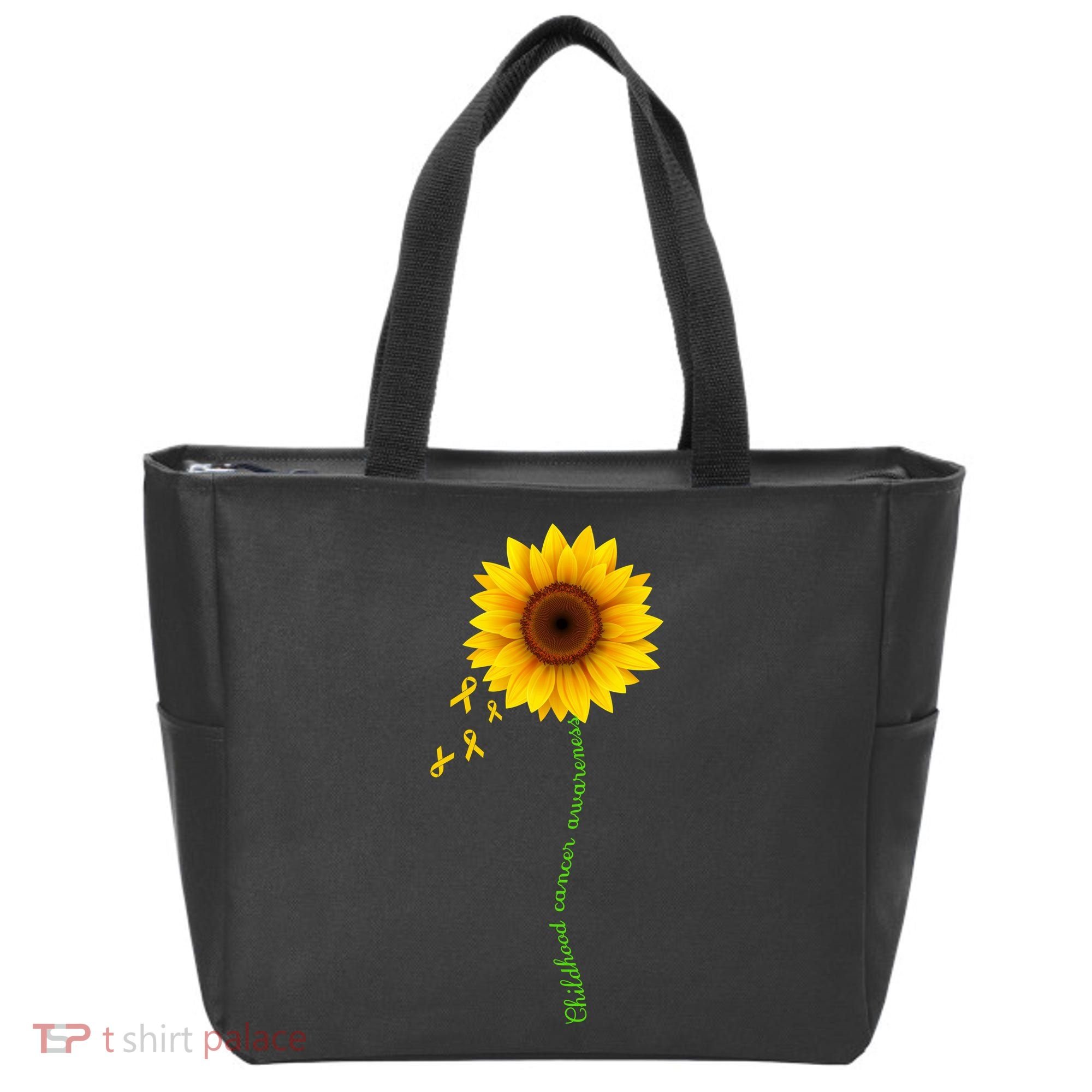 Children's Cancer Awareness Sunflower Tote Bag