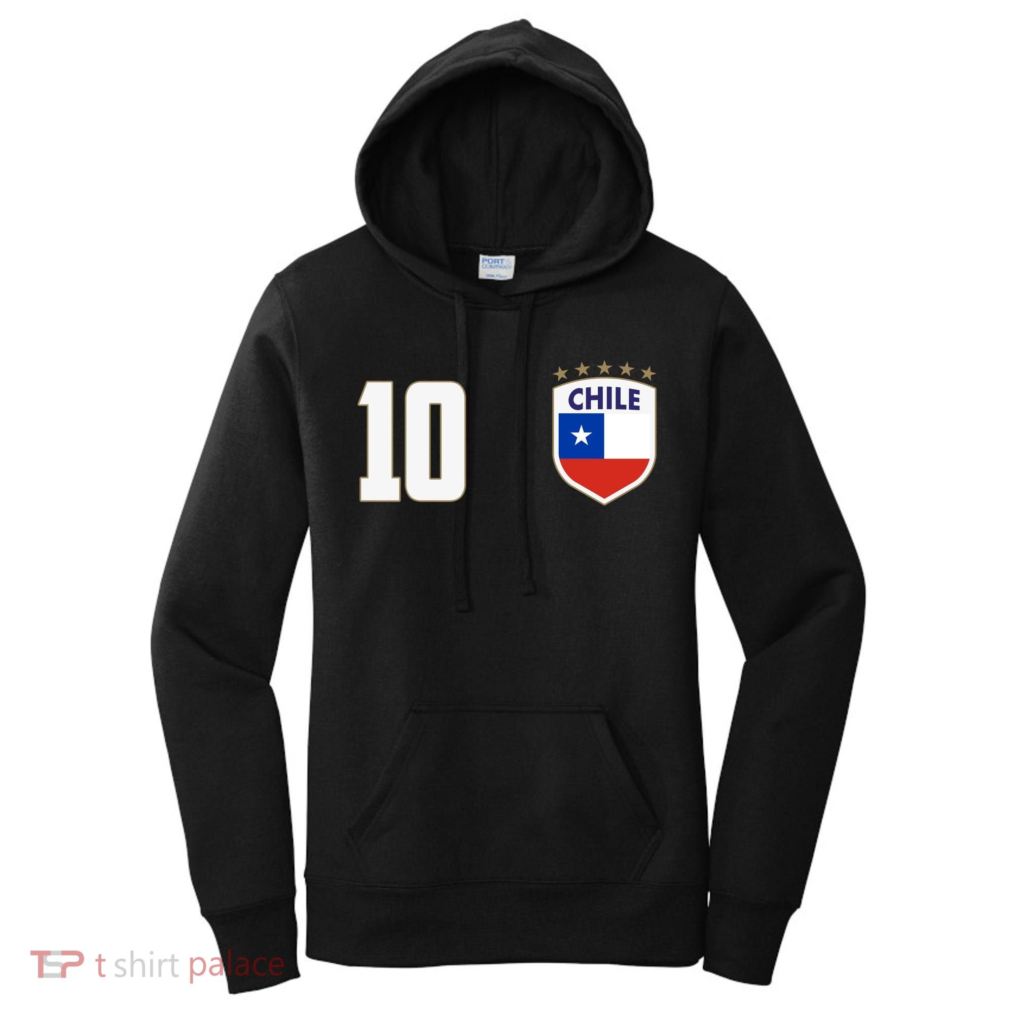 Chile Flag Shield Logo Futbol Soccer World Cup Women's Hoodie