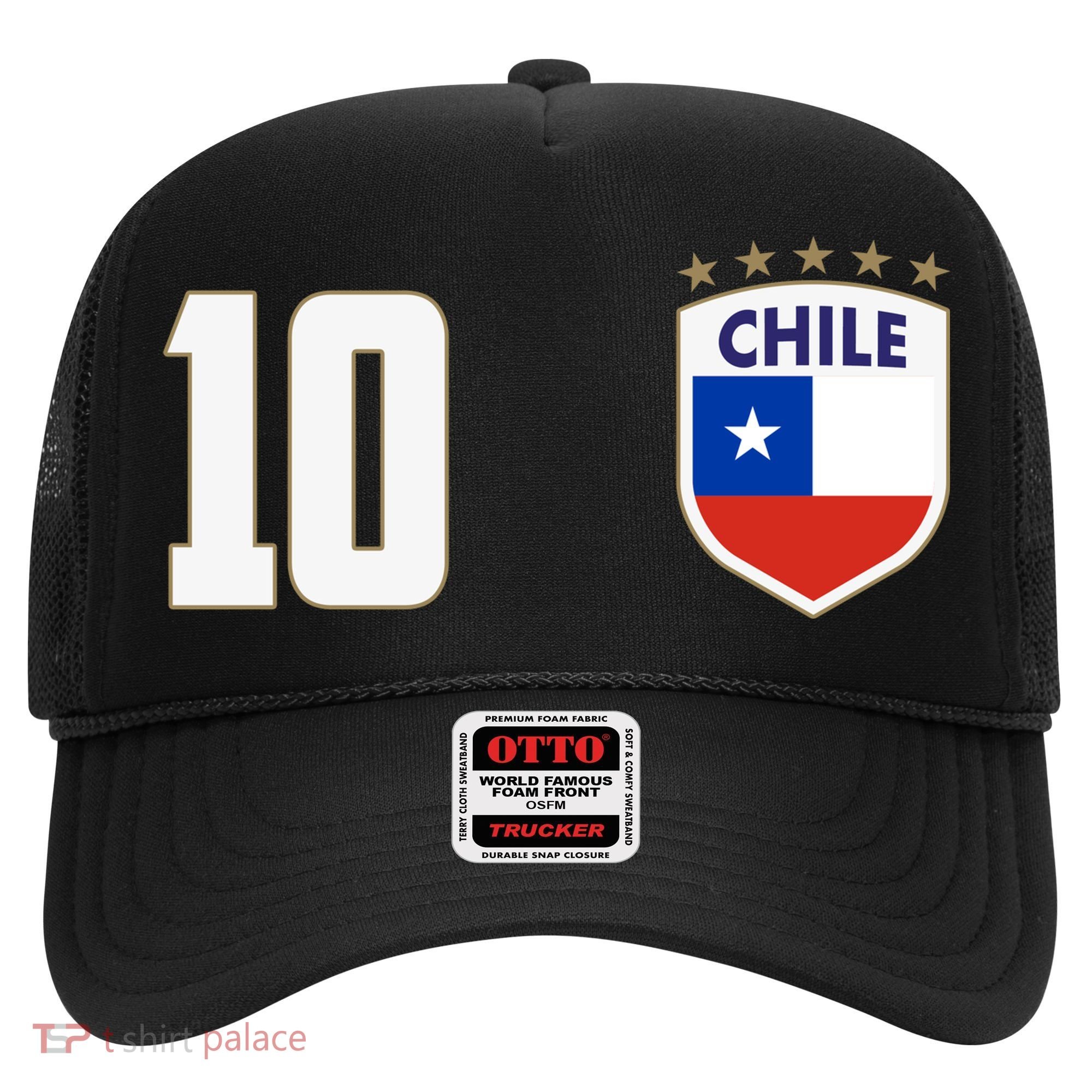 Chile Flag Shield Logo Futbol Soccer World Cup Hat