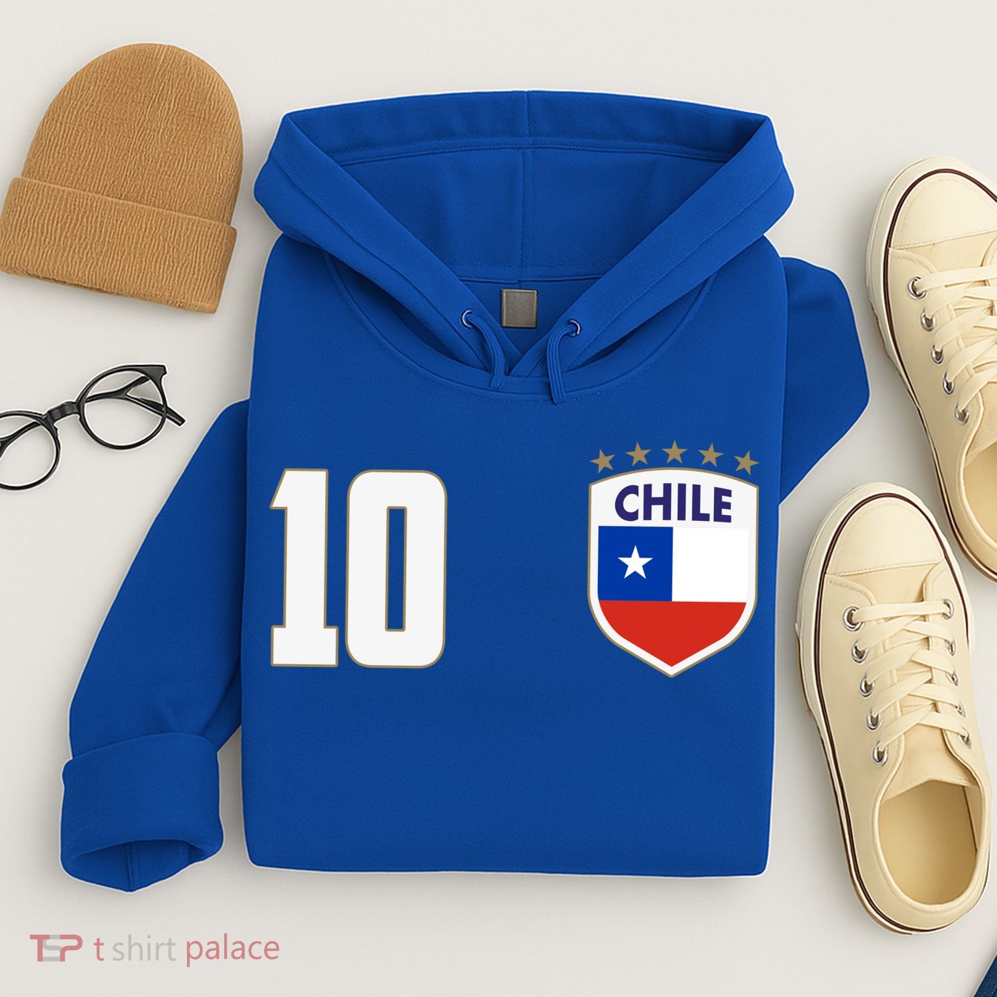 Chile Flag Shield Logo Futbol Soccer World Cup Hoodie