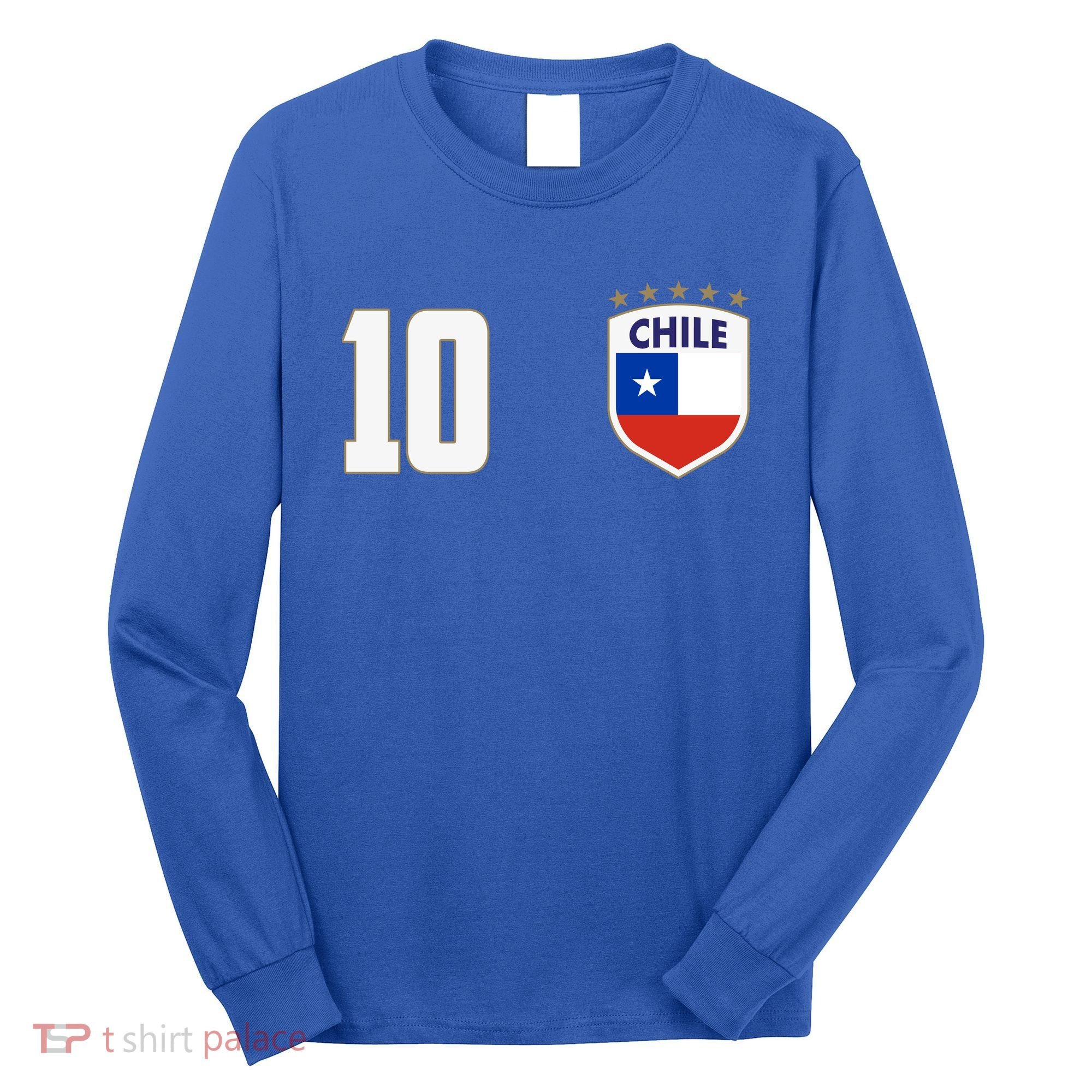 Chile Flag Shield Logo Futbol Soccer World Cup Long Sleeve Shirt