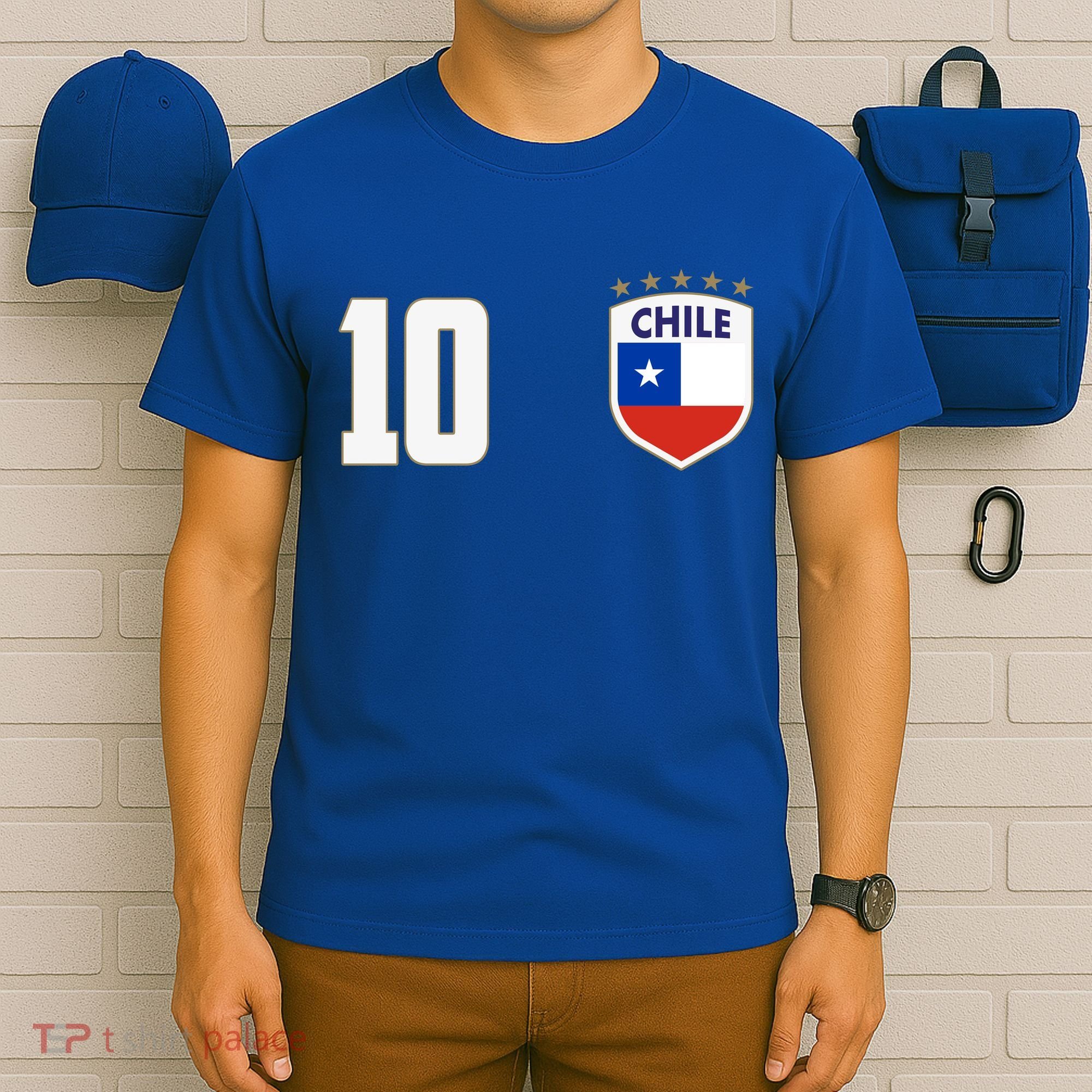 Chile Flag Shield Logo Futbol Soccer World Cup T-Shirt