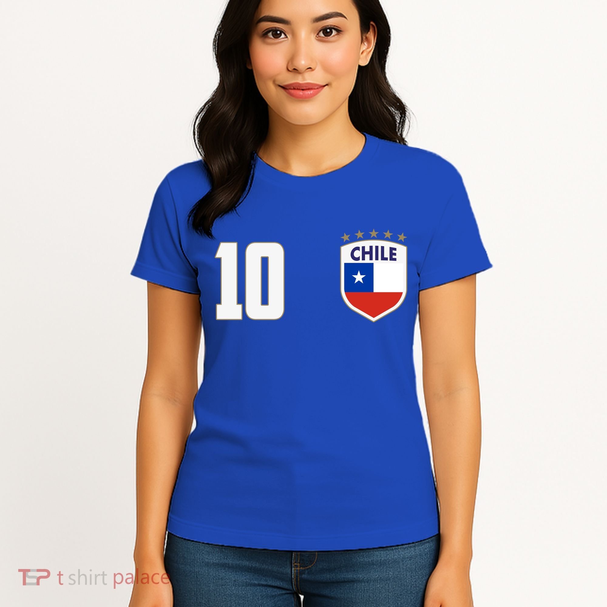 Chile Flag Shield Logo Futbol Soccer World Cup Women's T-Shirt