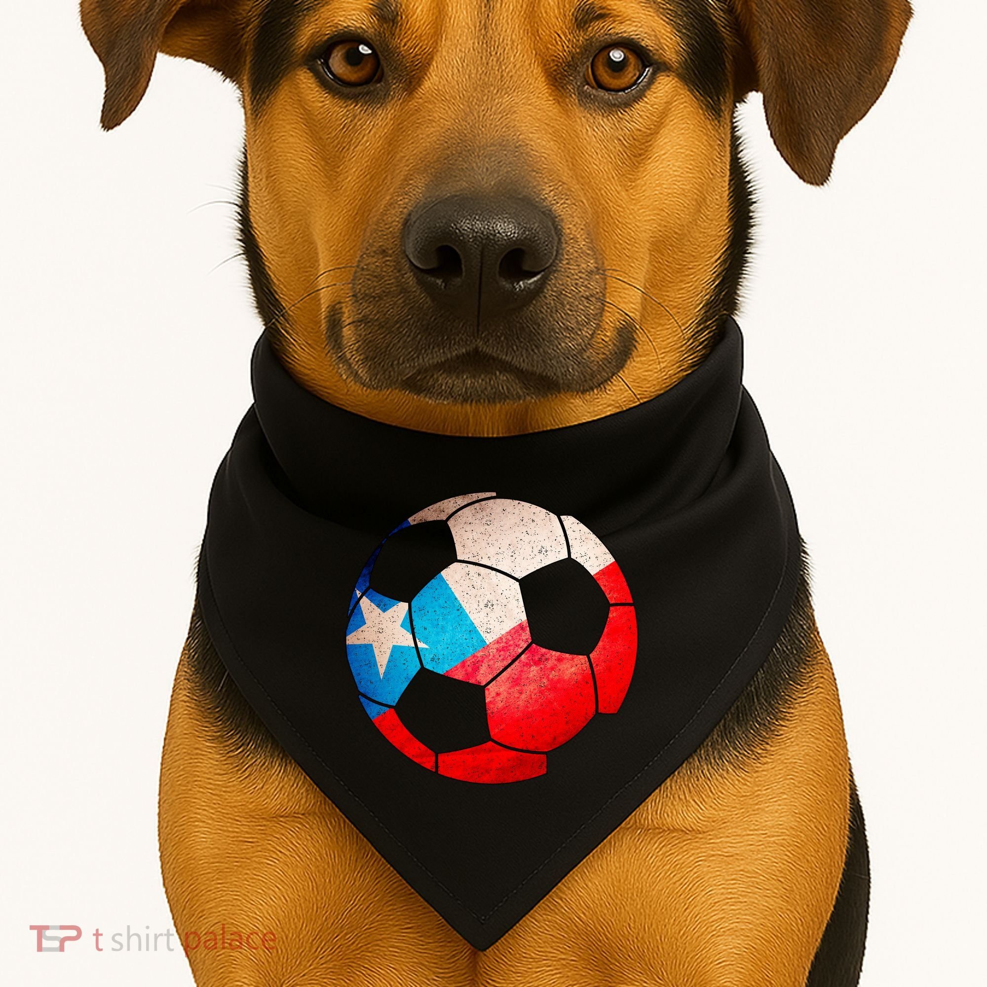 Chile Soccer Ball Flag USA-Made Doggie Bandana