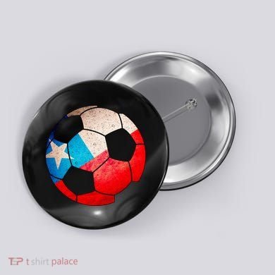 Chile Soccer Ball Flag Button