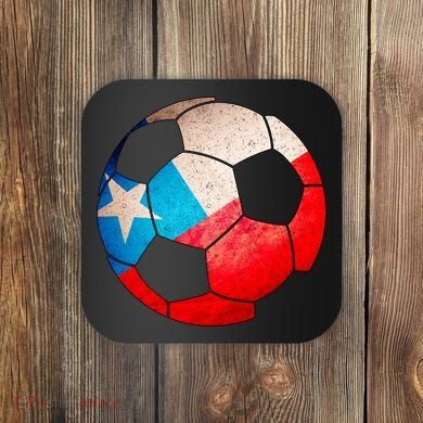 Chile Soccer Ball Flag Coaster
