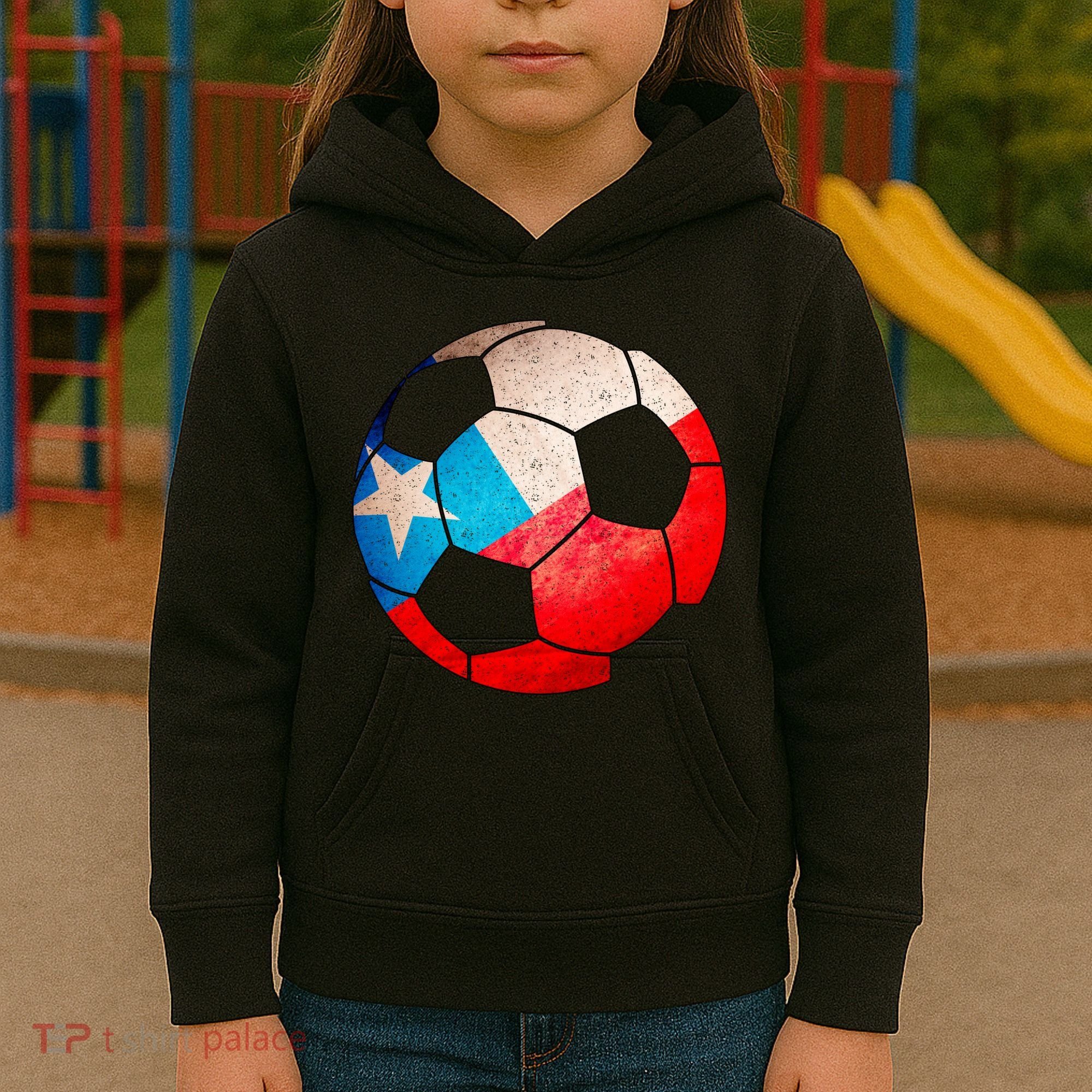 Chile Soccer Ball Flag Kids Hoodie