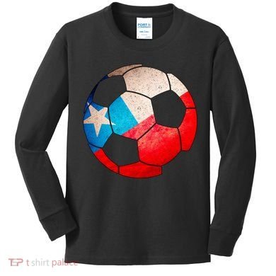 Chile Soccer Ball Flag Kids Long Sleeve Shirt