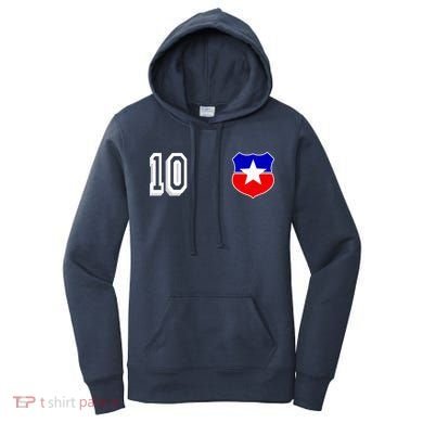 Chile Soccer La Roja Jersey Number 10 Women's Hoodie