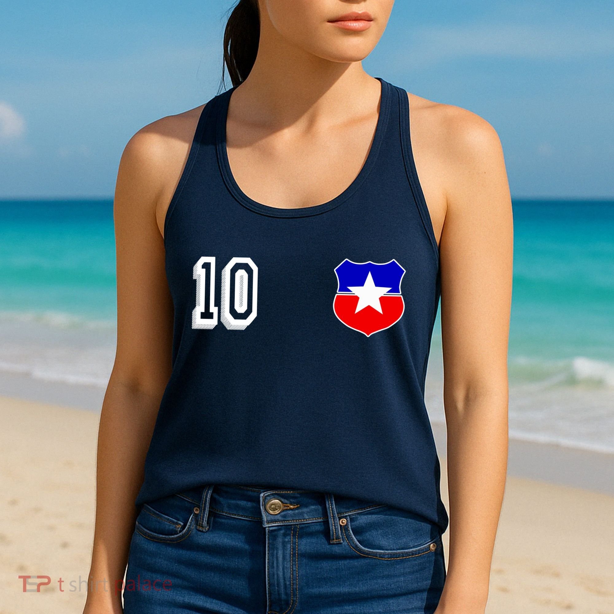 Chile Soccer La Roja Jersey Number 10 Women's Tank Top