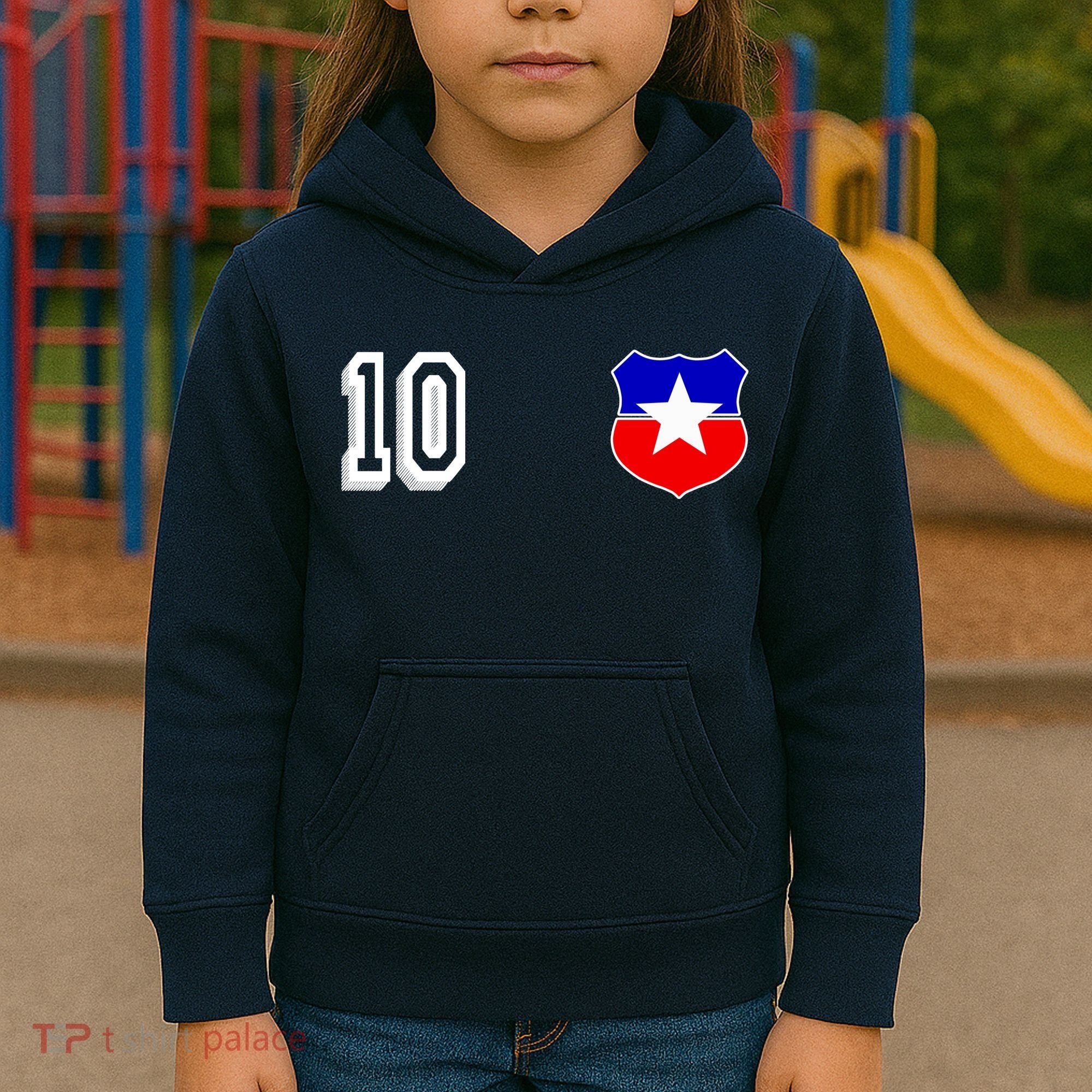 Chile Soccer La Roja Jersey Number 10 Kids Hoodie