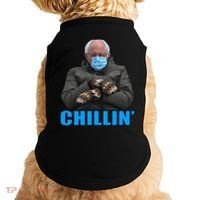 Chillin' Bernie Sanders Mittens Meme Sitting Doggie Tank thumb 0