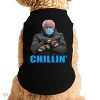 Chillin' Bernie Sanders Mittens Meme Sitting Doggie Tank thumb 0