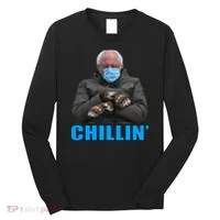 Chillin' Bernie Sanders Mittens Meme Sitting Long Sleeve Shirt thumb 0