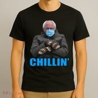 Chillin' Bernie Sanders Mittens Meme Sitting T-Shirt thumb 3