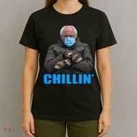 Chillin' Bernie Sanders Mittens Meme Sitting T-Shirt thumb 4