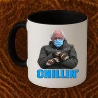 Chillin' Bernie Sanders Mittens Meme Sitting Coffee Mug thumb 2
