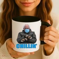 Chillin' Bernie Sanders Mittens Meme Sitting Coffee Mug thumb 3