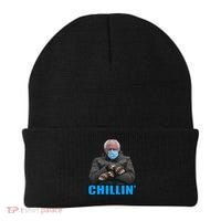 Chillin' Bernie Sanders Mittens Meme Sitting Beanie thumb 0