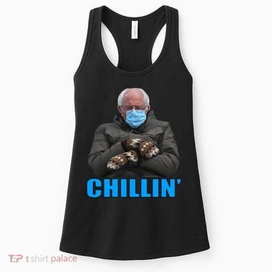 Chillin' Bernie Sanders Mittens Meme Sitting Women's Tank Top