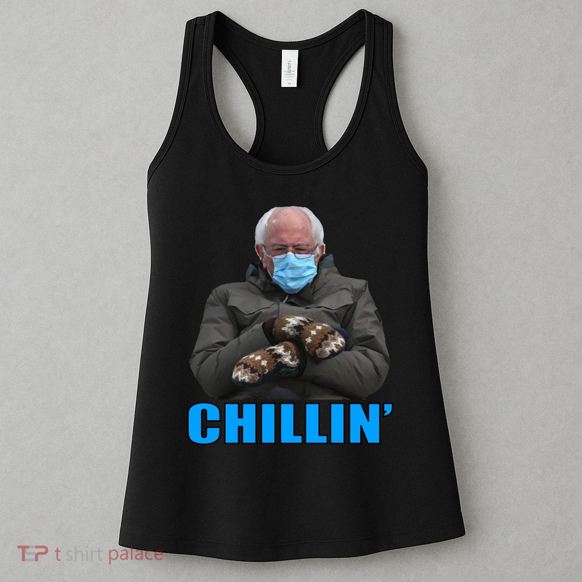 Chillin' Bernie Sanders Mittens Meme Sitting Women's Tank Top