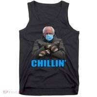Chillin' Bernie Sanders Mittens Meme Sitting Tank Top thumb 0