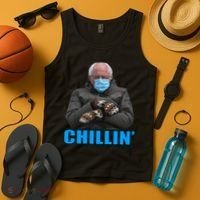 Chillin' Bernie Sanders Mittens Meme Sitting Tank Top thumb 4