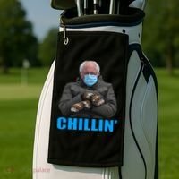 Chillin' Bernie Sanders Mittens Meme Sitting Golf Towel thumb 2