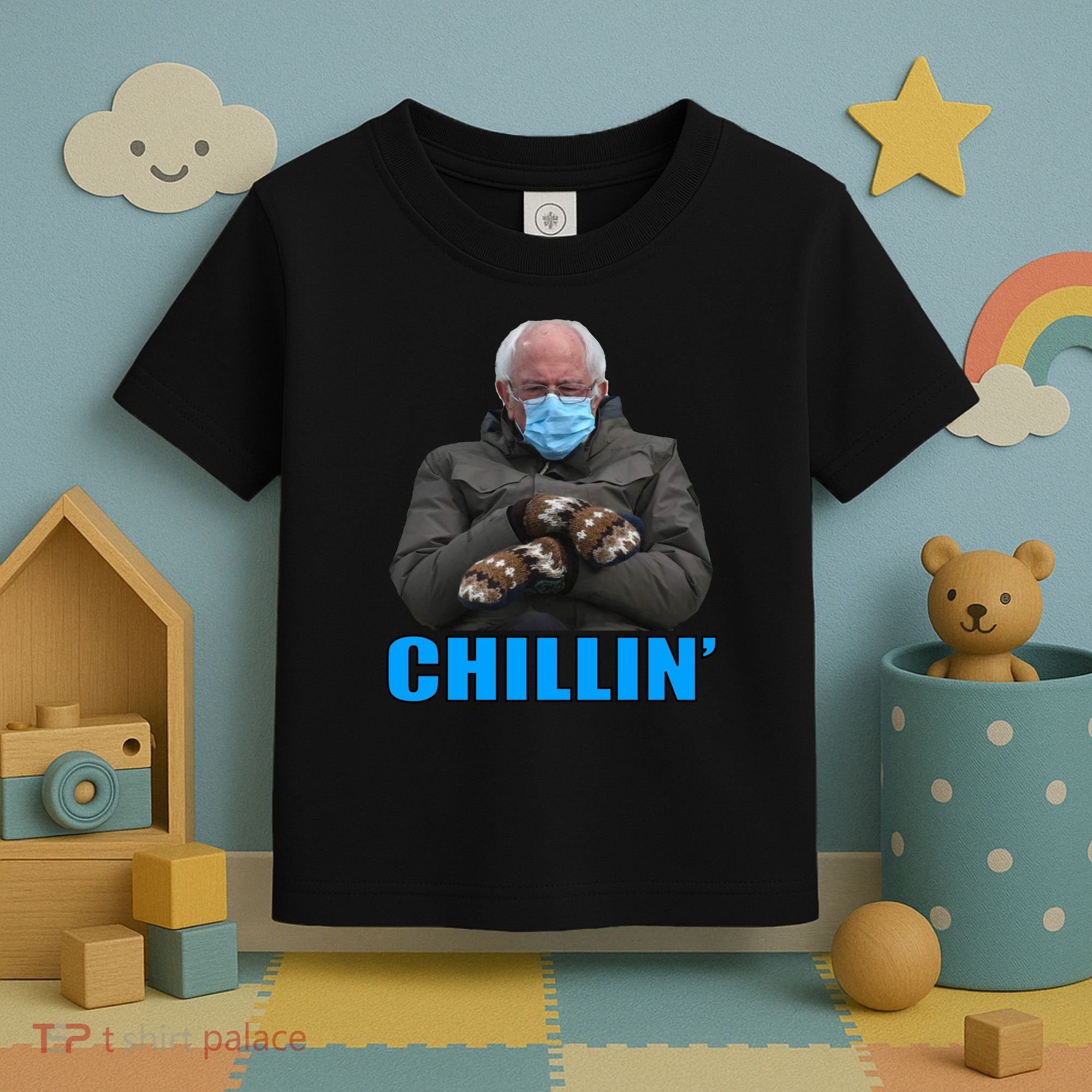 Chillin' Bernie Sanders Mittens Meme Sitting Toddler T-Shirt