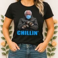 Chillin' Bernie Sanders Mittens Meme Sitting Women's T-Shirt thumb 2