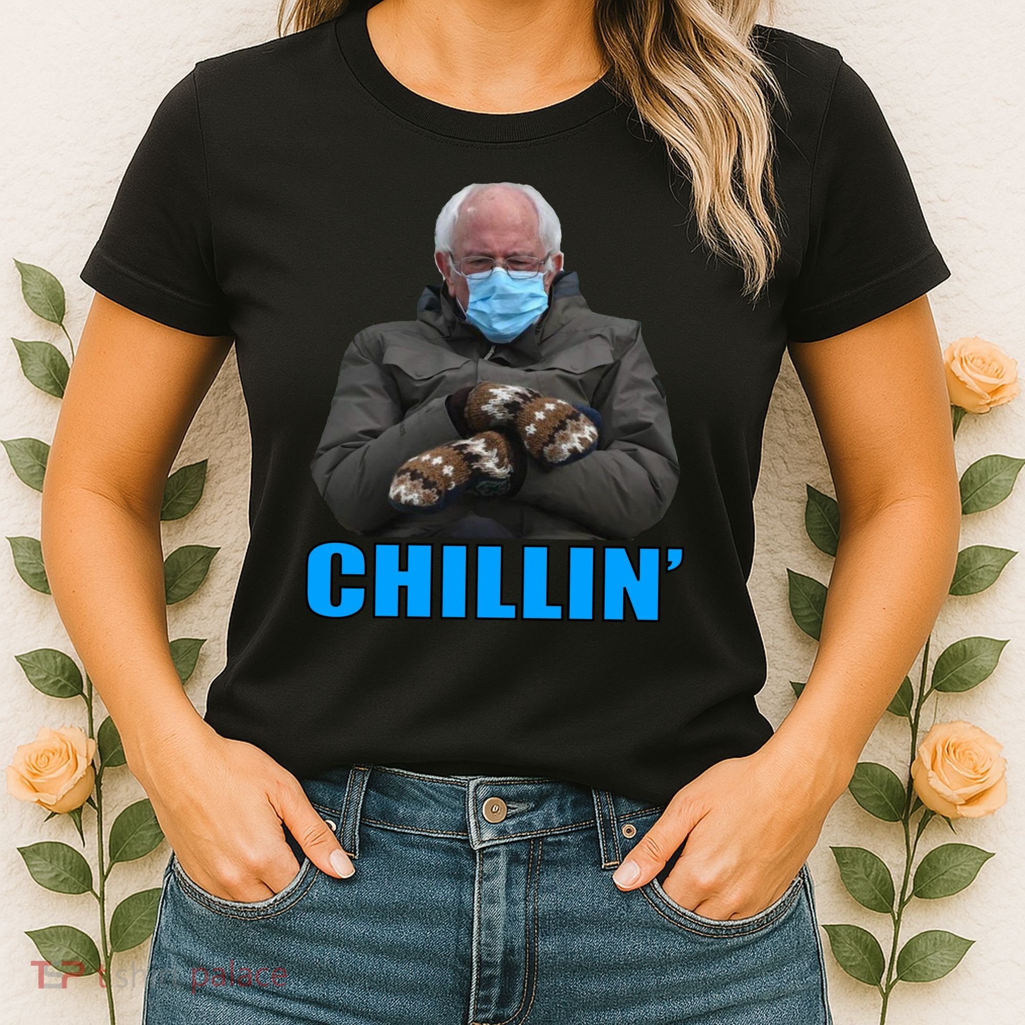 Chillin' Bernie Sanders Mittens Meme Sitting Women's T-Shirt