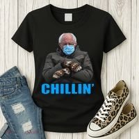 Chillin' Bernie Sanders Mittens Meme Sitting Women's T-Shirt thumb 3