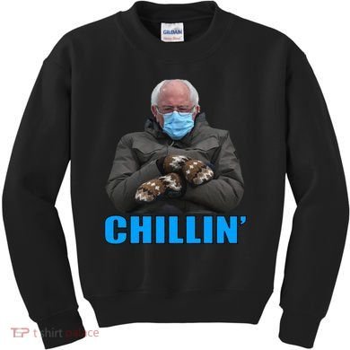 Chillin' Bernie Sanders Mittens Meme Sitting Kids Sweatshirt