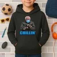 Chillin' Bernie Sanders Mittens Meme Sitting Kids Hoodie thumb 2
