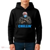 Chillin' Bernie Sanders Mittens Meme Sitting Kids Hoodie thumb 4